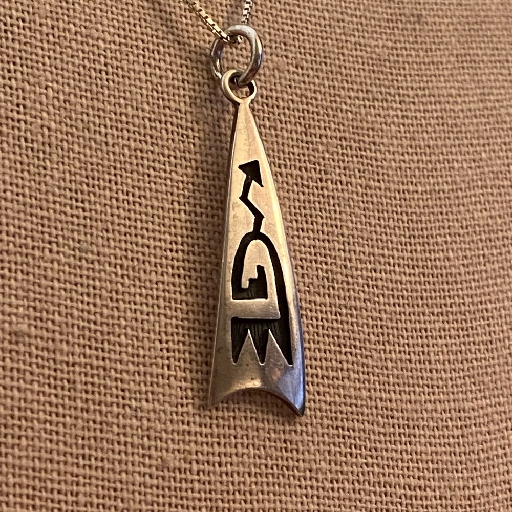Vintage sterling silver Hopi overlay pendant necklace